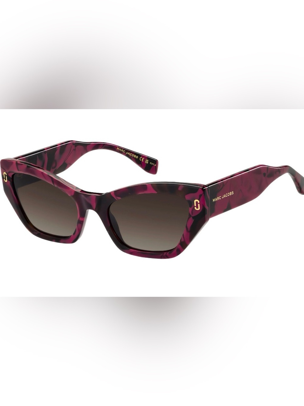 Marc Jacobs Purple Tortoise Cat-Eye Sunglasses with Gradient Brown Lenses